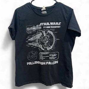 Star Wars Black Tee with Millennium Falcon Design